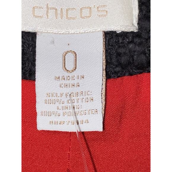 CHICOS textured open jacket suit Coat Blazer frindge gold Chain Chicos Sz 0 NEW - Picture 5 of 8